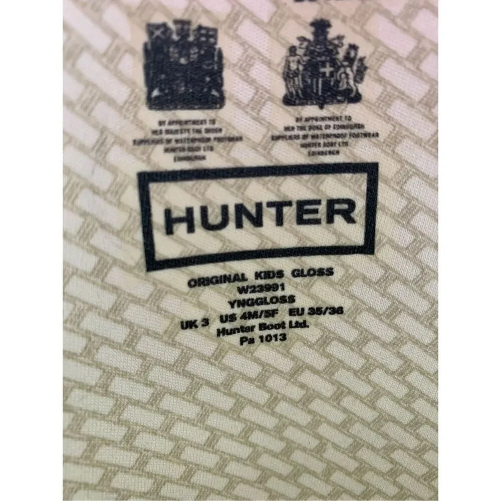 Hunter original kids Gloss Tall Black Rubber Rain Boots F 5 M 4
